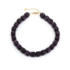 Ketting kralen vierkant - Deep Purple