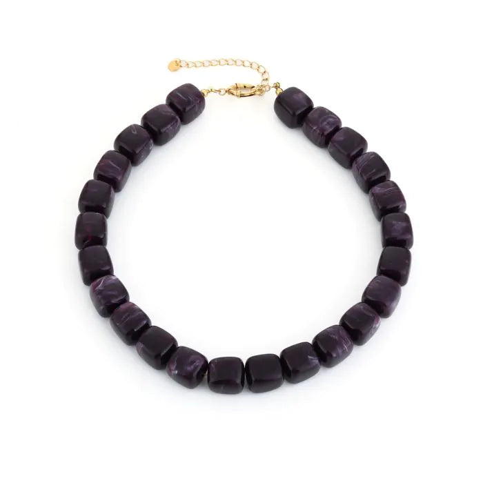 Ketting kralen vierkant - Deep Purple