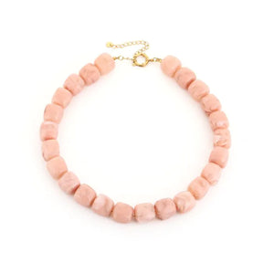 Ketting kralen vierkant - Lichtroze/nude