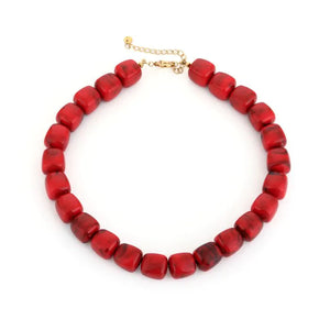 Ketting kralen vierkant - Rood