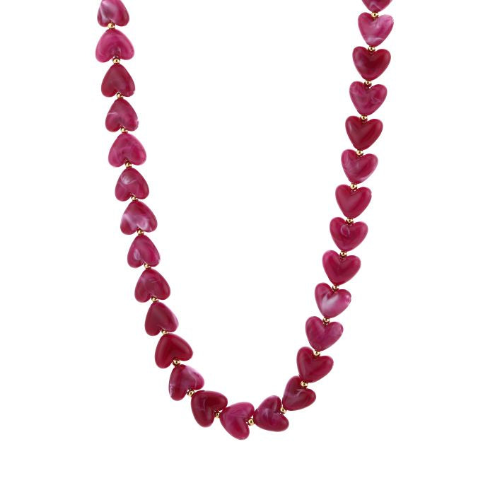 Hartjes kralenketting - Paars