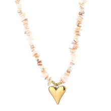 Afbeelding in Gallery-weergave laden, Kralen ketting met hartje - Beige mix
