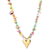 Afbeelding in Gallery-weergave laden, Kralen ketting met hartje - Regenboog mix
