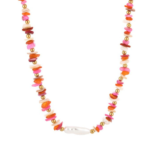 Kralenketting Pearl - Oranje mix