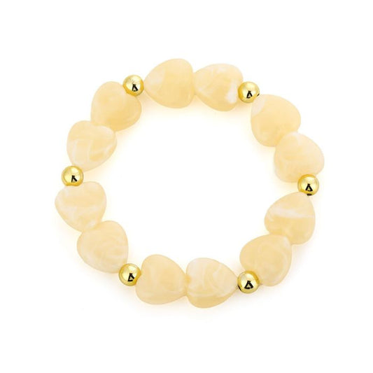 Armbandje hartjes - Beige