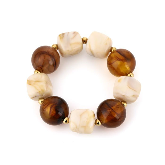 Armband kralen - Bruin/Beige