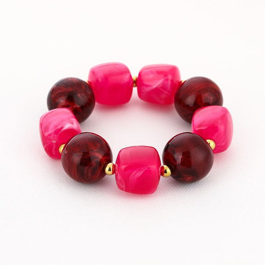Armband kralen - Roze/Rood