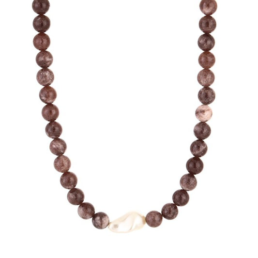 Ketting Jade Pearl - Bruin
