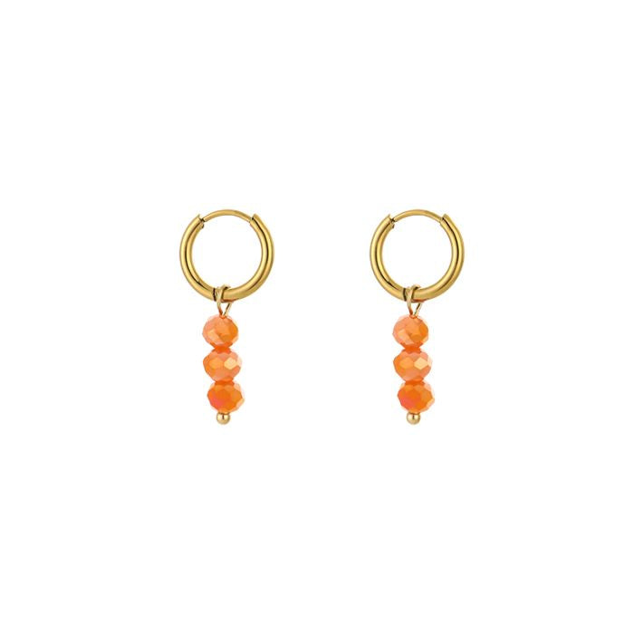 Oorbellen kralen - Goud / Oranje
