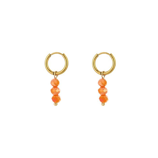 Oorbellen kralen - Goud / Oranje