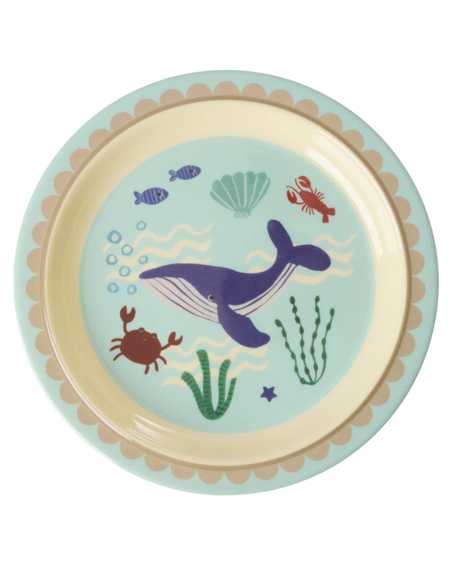 Rice - Melamine Kinderbord - Blauw - Ocean Print