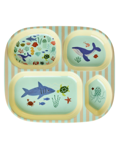 Rice - Kinderbord met 4 Compartimenten - Blauw - Oceaanprint