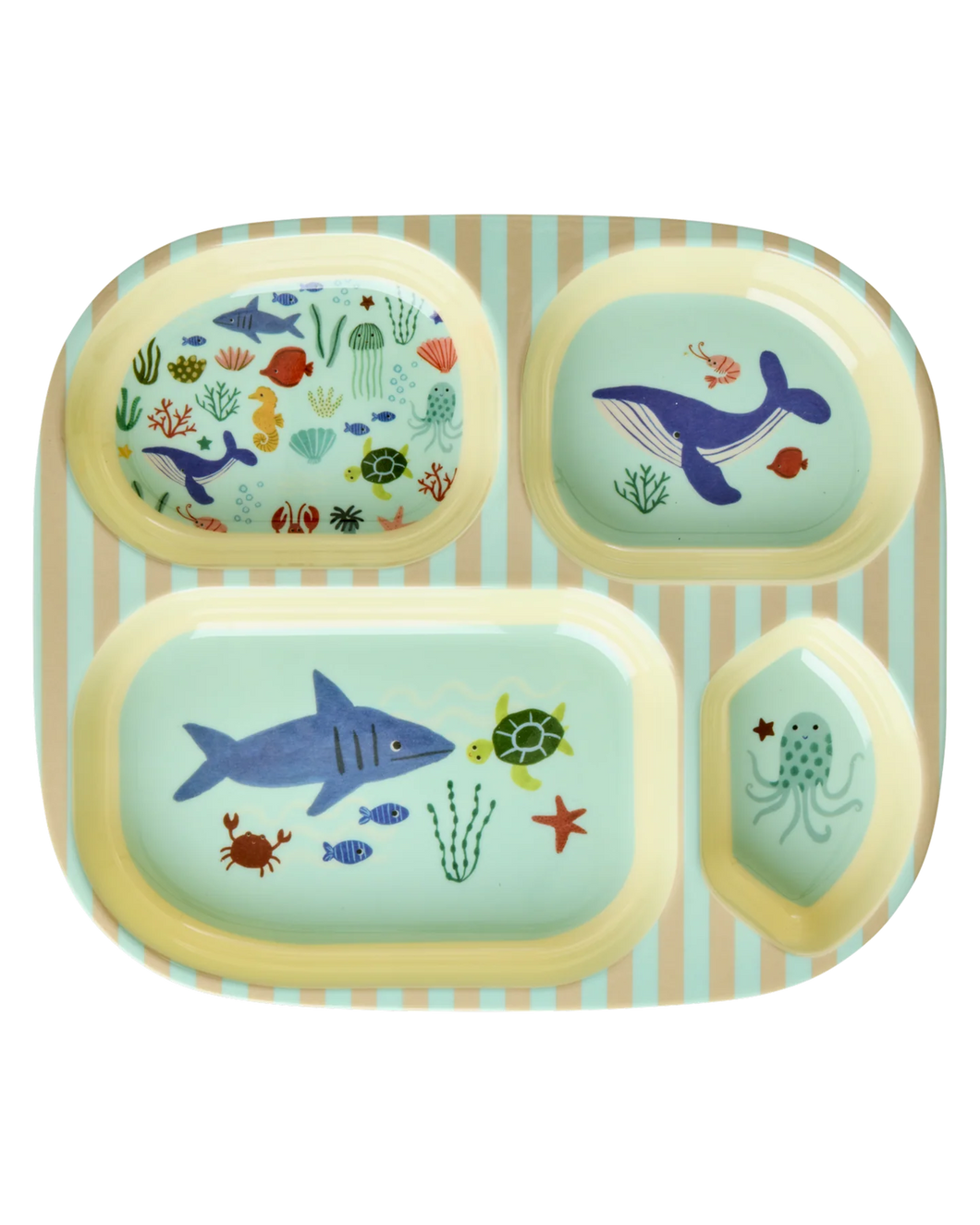 Rice - Kinderbord met 4 Compartimenten - Blauw - Oceaanprint