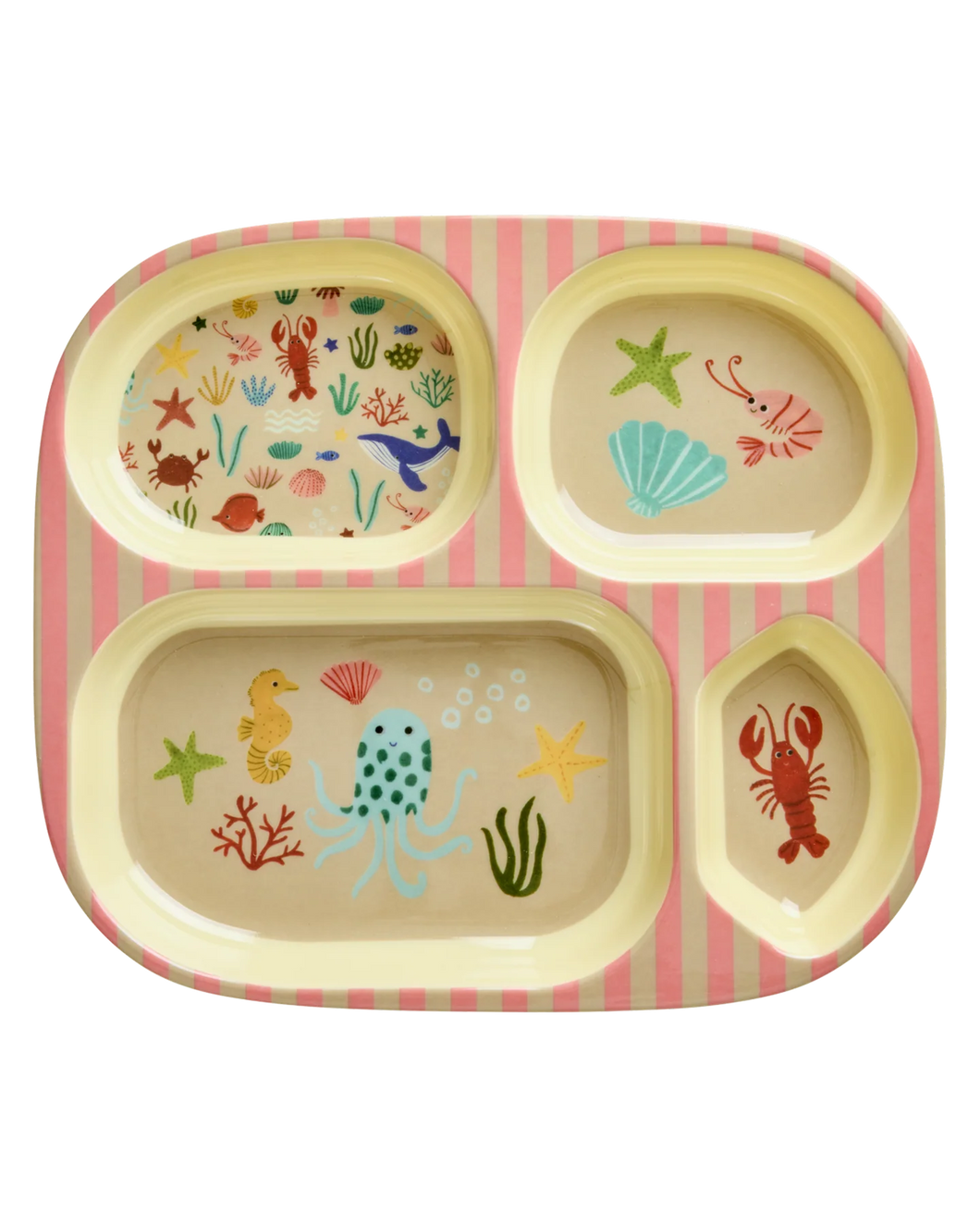 Rice - Kinderbord met 4 Compartimenten - Koraal - Ocean Print