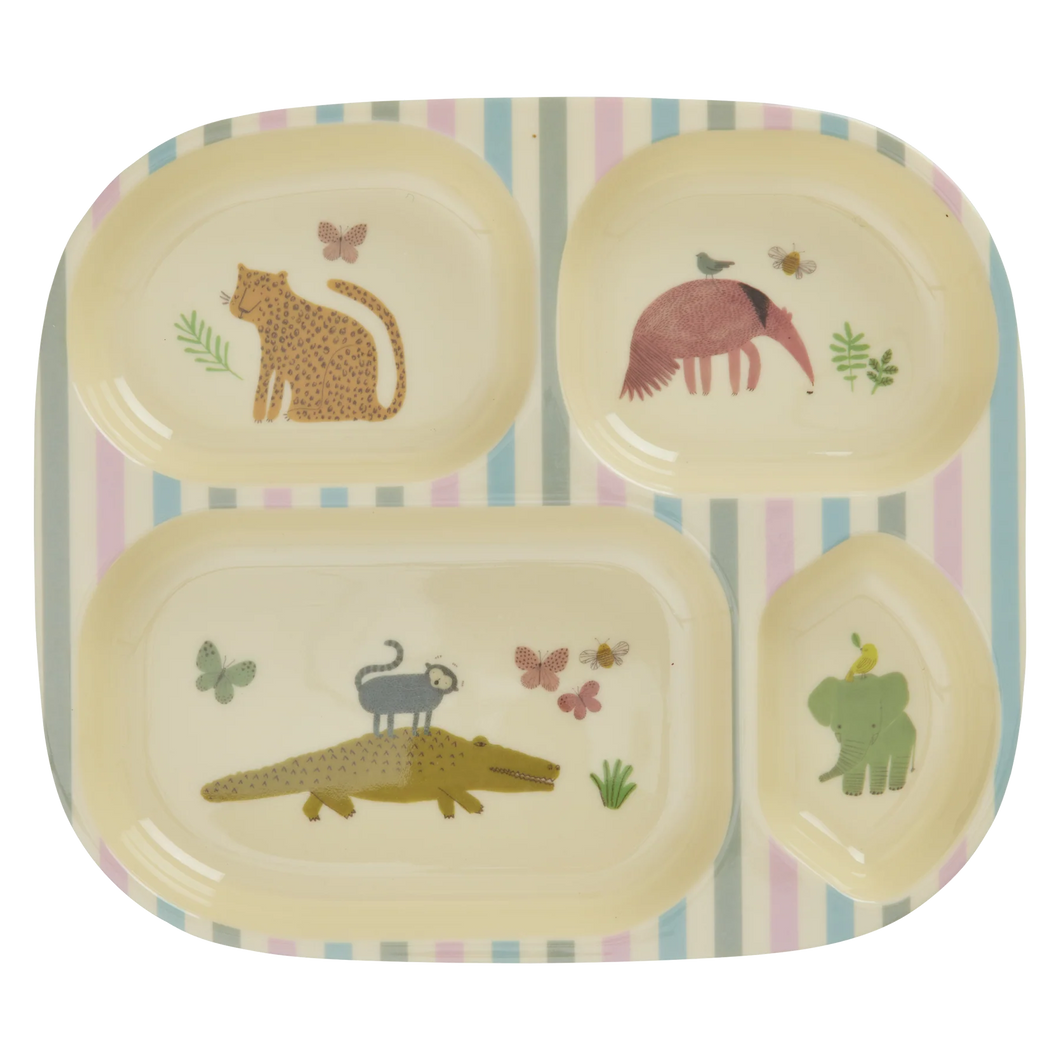 Rice Kinderbord met 4 Compartimenten - Meerkleurig - Sweet Jungle Print