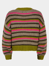 Afbeelding in Gallery-weergave laden, Knitted sweater Meggie - Olive/ Fuchsia/ Warm grey

