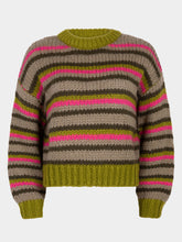Afbeelding in Gallery-weergave laden, Knitted sweater Meggie - Olive/ Fuchsia/ Warm grey
