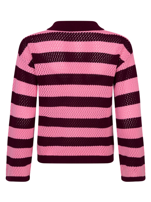 Ydence Knitted top Agnes - Burgundy/coral pink