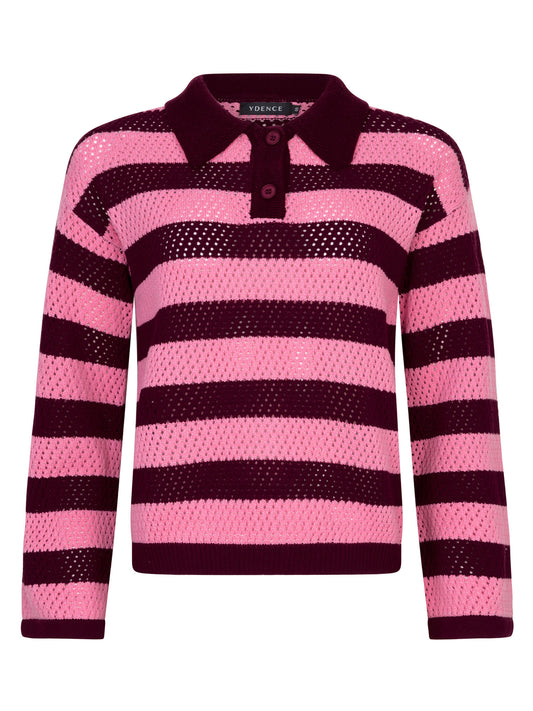 Ydence Knitted top Agnes - Burgundy/coral pink