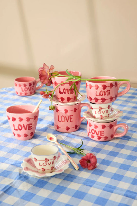 Rice - Ovaal Keramiek Beker - Roze - Hand-painted LOVE