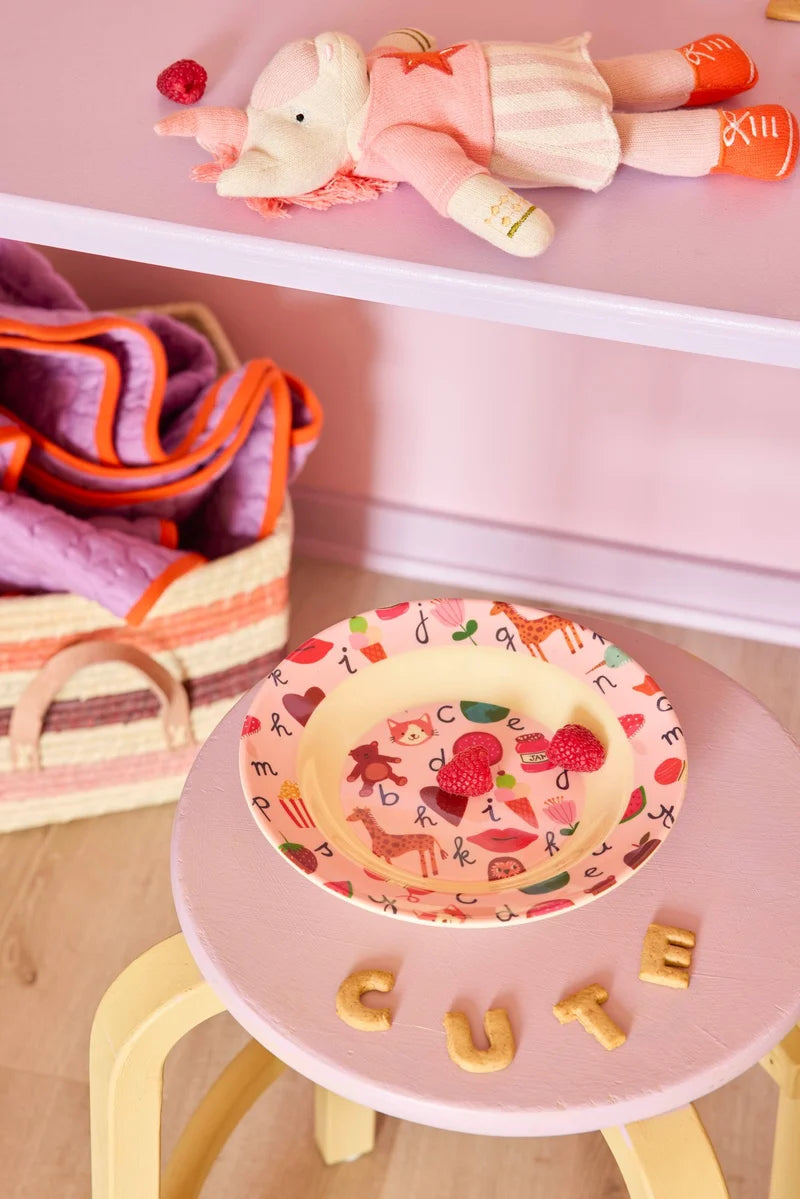 Rice - Kinderbord ABC roze