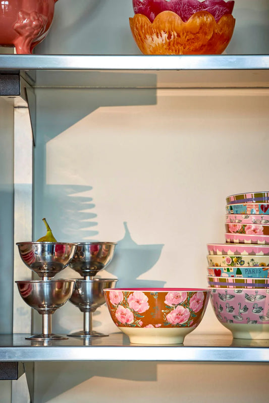 Rice - Melamine Bowl Medium - Floral fiesta rose