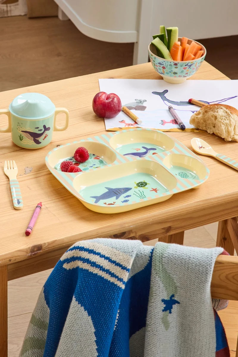 Rice - Melamine bowl small - Mint - Ocean print