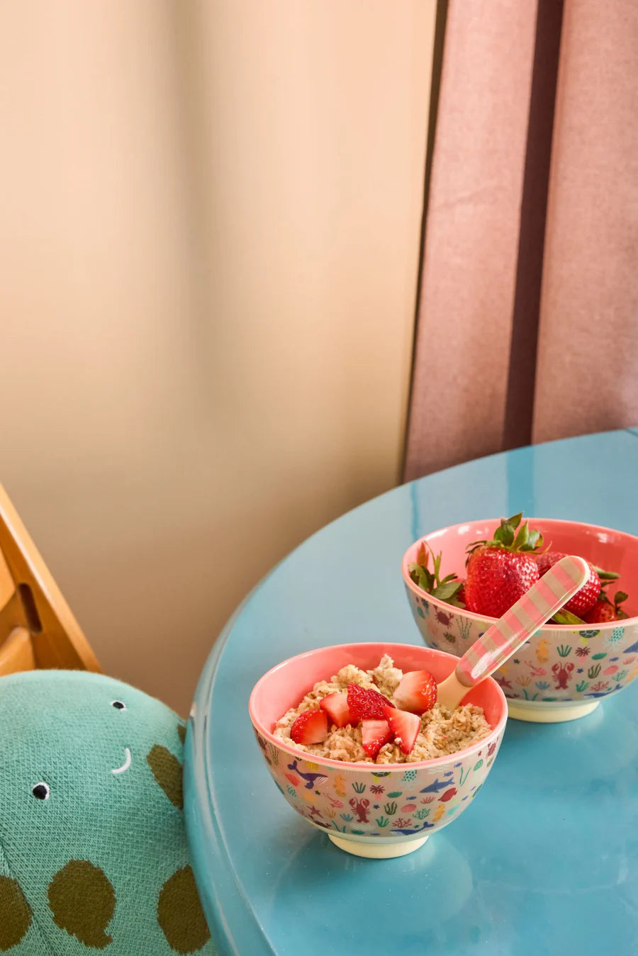 Rice - Melamine bowl small - Koraal - Ocean print