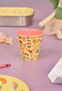 Rice - Melamine beker - Zacht geel - Unicorn love print