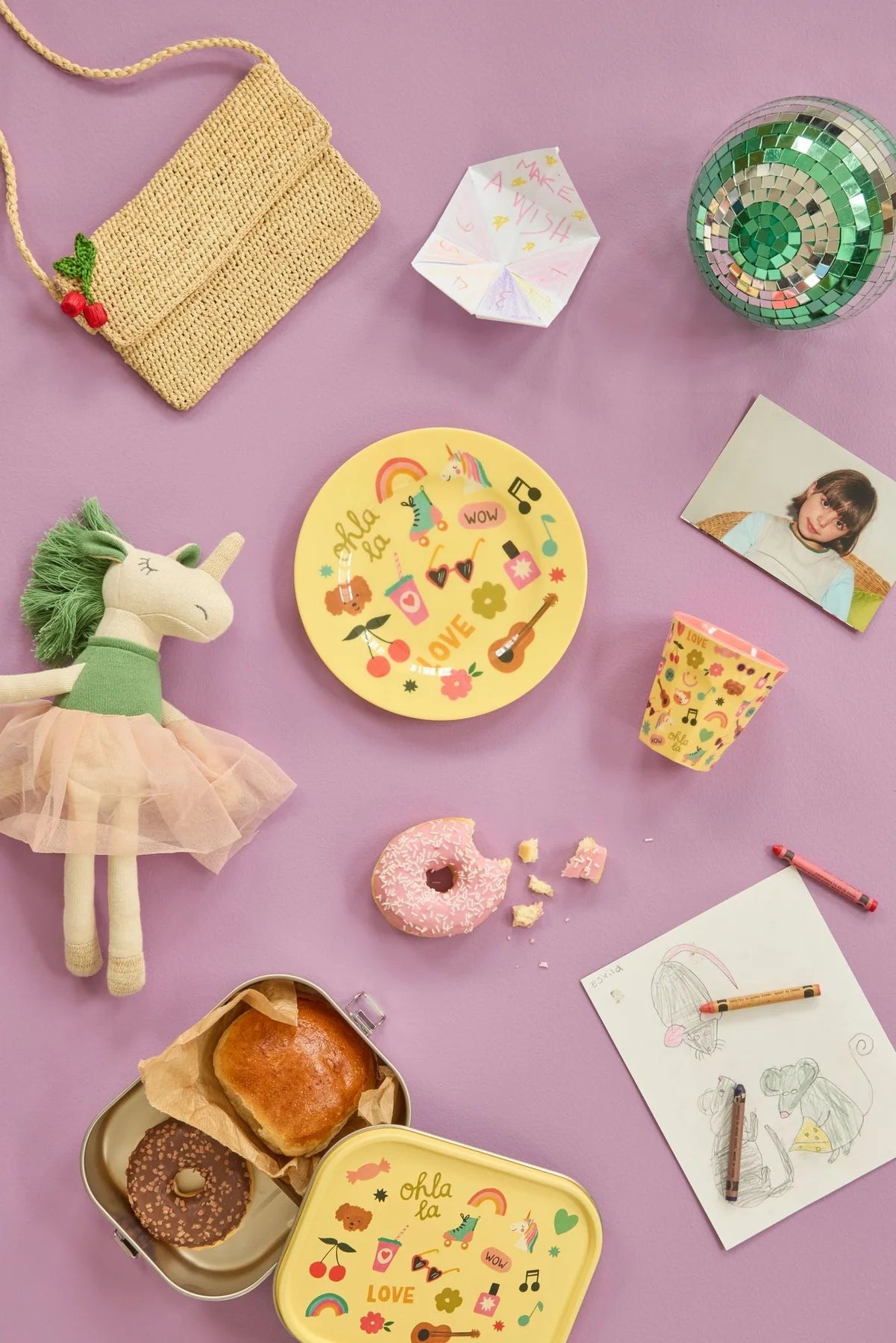Rice - Kinderbord Unicorn Rond
