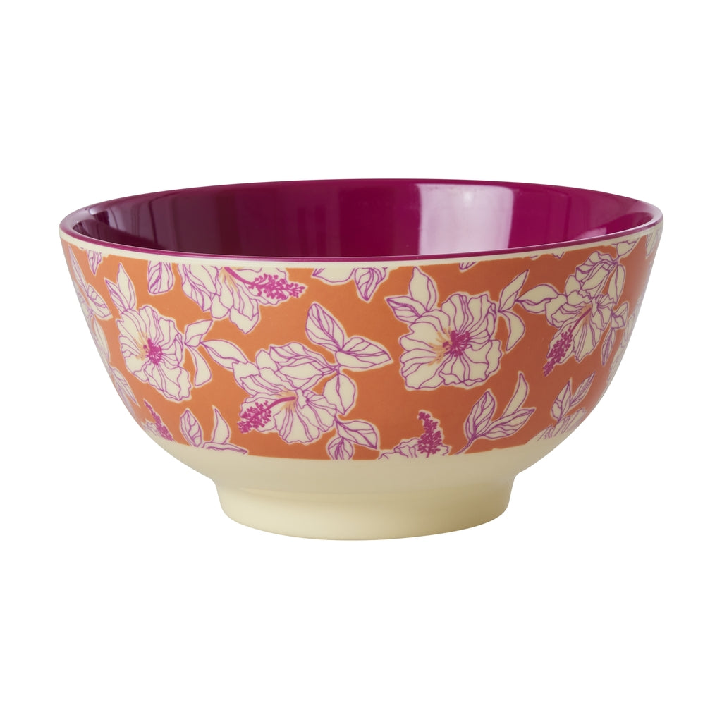 Melamine bowl medium - Rice  Faded Hibiscus print