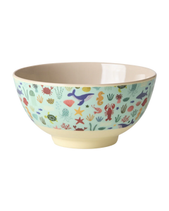 Rice - Middelgroot Kinderschaaltje - Blauw - Ocean Print