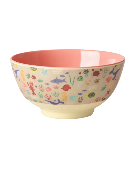 Rice - Melamine bowl medium - Koraal - Ocean print