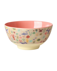 Rice - Melamine bowl medium - Koraal - Ocean print