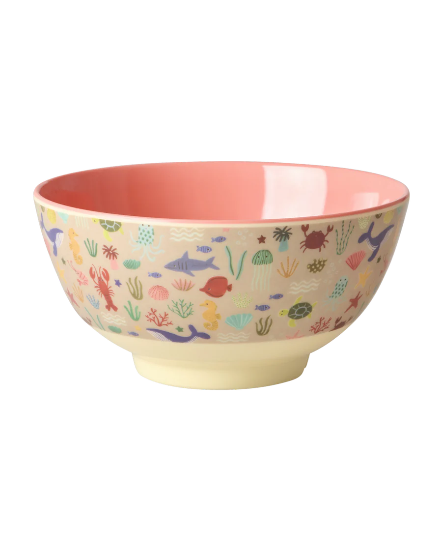 Rice - Melamine bowl medium - Koraal - Ocean print