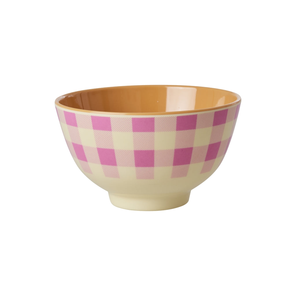 Melamine bowl small - Rice Check it out print