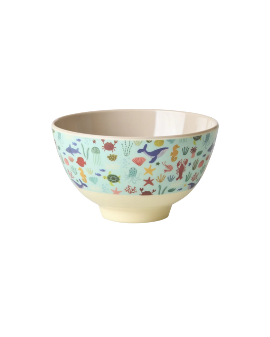 Rice - Melamine bowl small - Mint - Ocean print