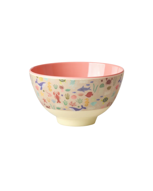 Rice - Melamine bowl small - Koraal - Ocean print