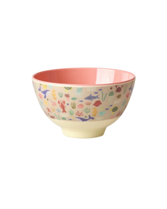 Rice - Melamine bowl small - Koraal - Ocean print