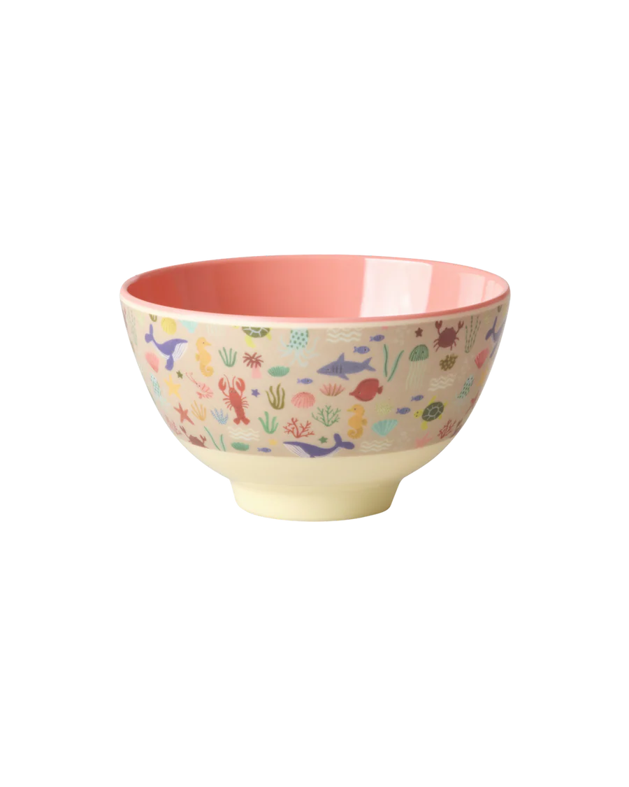 Rice - Melamine bowl small - Koraal - Ocean print