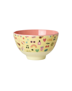 Rice - Klein Kinderschaaltje - Zacht geel - Unicorn Love Print