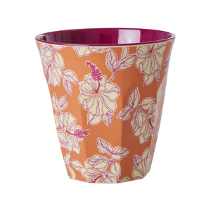 Melamine cup medium - Rice Faded hibiscus print