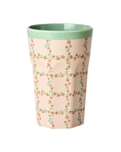Rice - Melamine cup with checkered stencil print - Tall