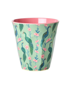 Rice - Melamine CUp with peacock print - Medium