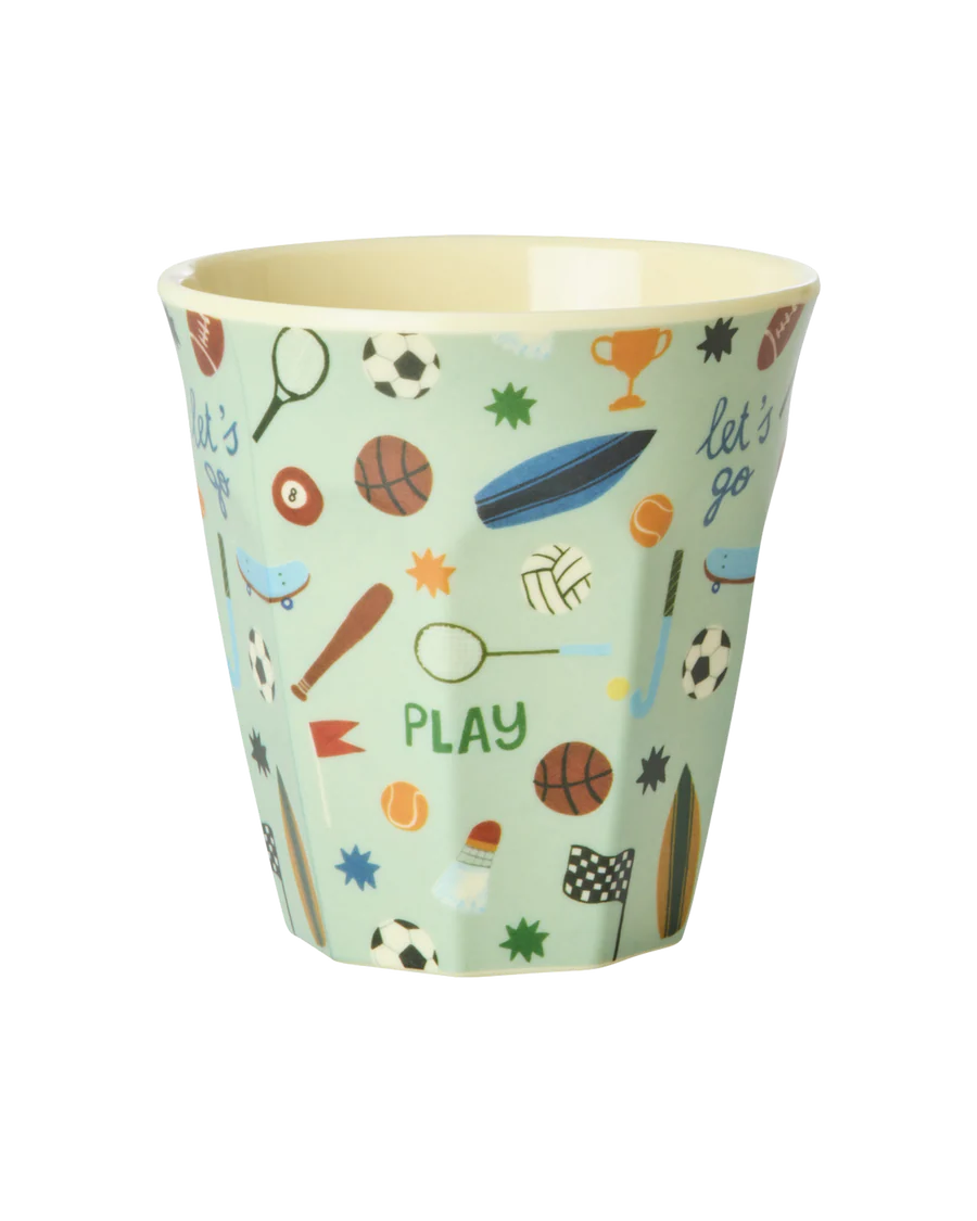 Rice - Melamine beker - Zacht groen - Sports print