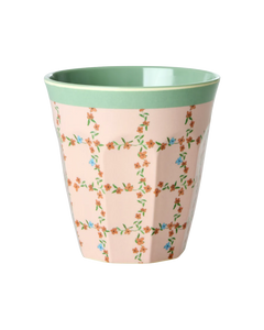 Rice - Melamine cup with checkered print - Medium