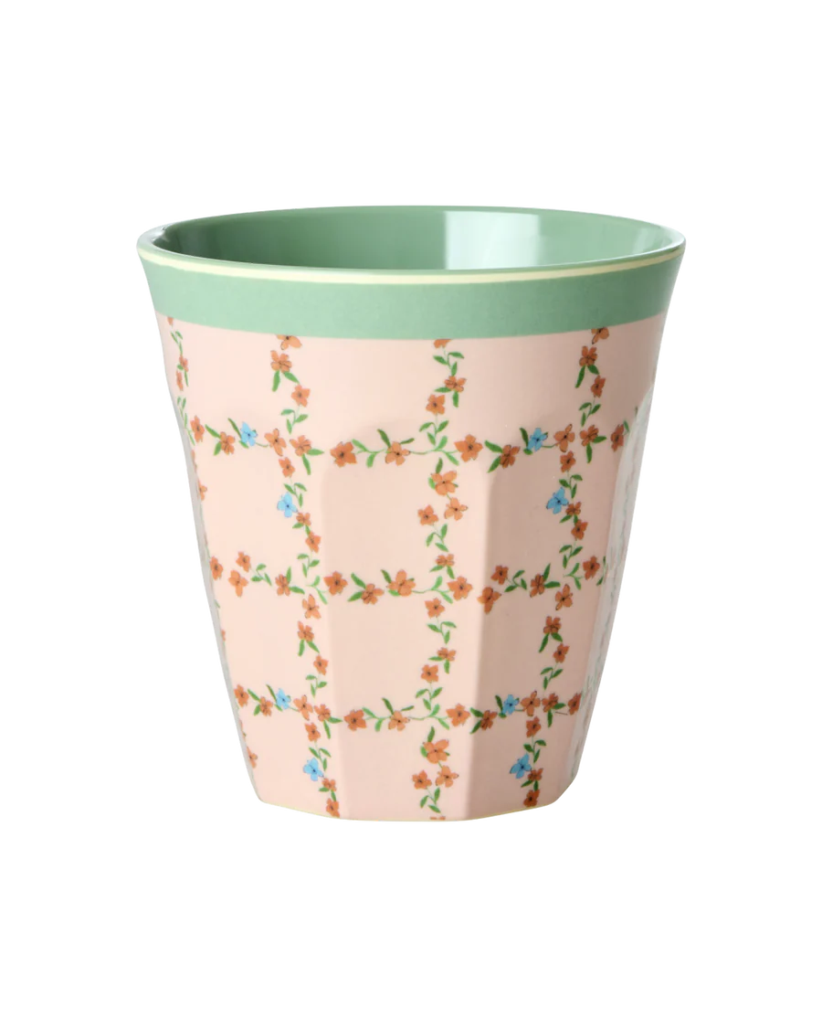 Rice - Melamine cup with checkered print - Medium