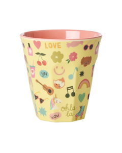 Rice - Melamine beker - Zacht geel - Unicorn love print