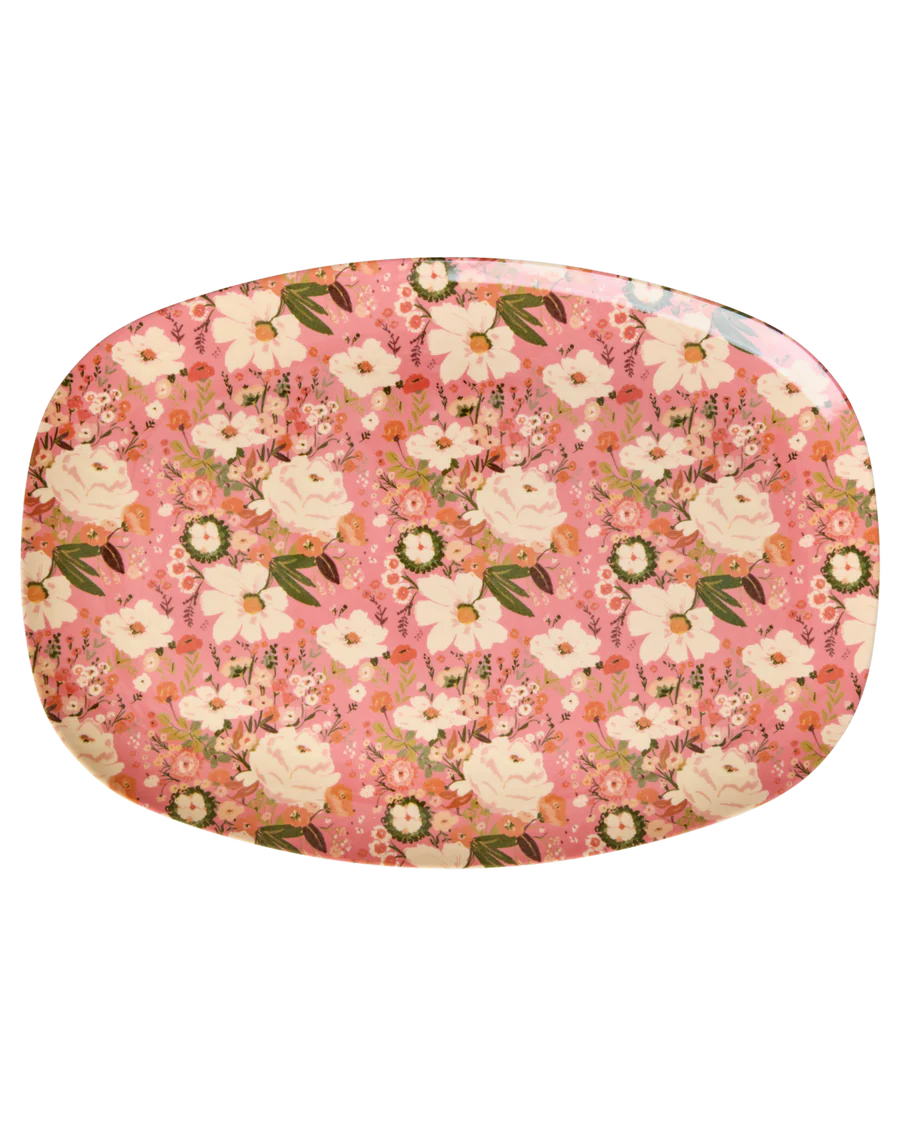 Rice - Melamine Rectangular Plate  with Alison Flower print
