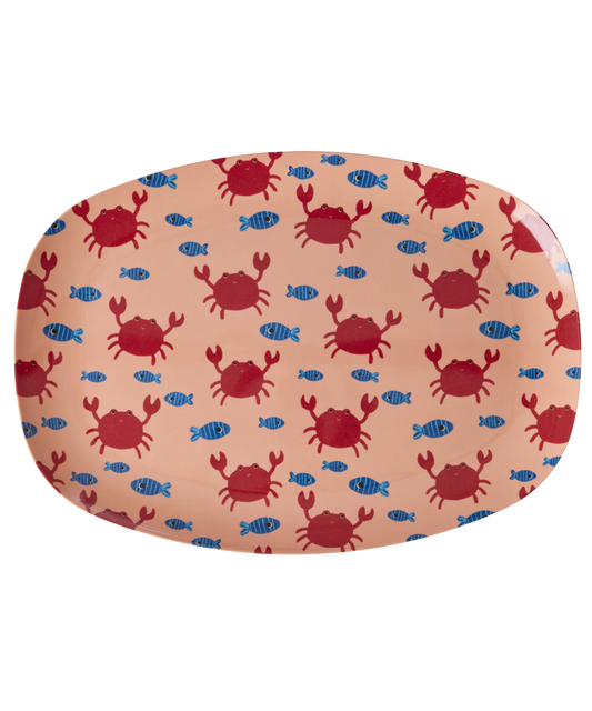 Rice - Groot Rechthoekig Dinerbord - Crab Print